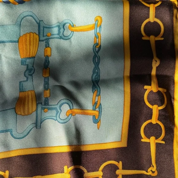 Gucci Blue and Gold Equestrian Scarf - Picture 2 of 5